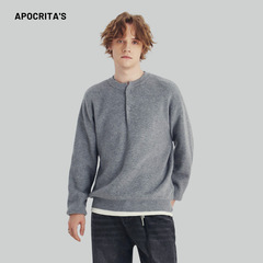 APOメンズ | 秋冬半開襟セーター男性ファッションブランド高級感ゆるいニット長袖インナー