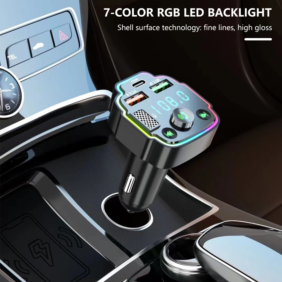 Q8 Car Mp3 Bluetooth Player Card/U Disk Lossless Sound Quality Hands-Free Call Fm Transmitter Car Mp3