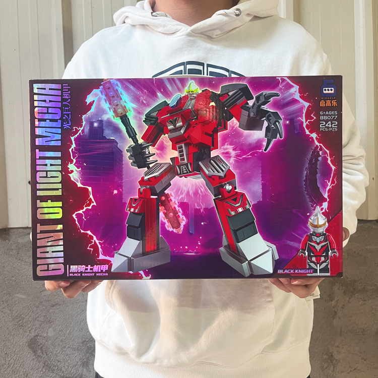 Hộp lớn ánh sáng siêu nhân mecha mô hình khối xây dựng phong cách Trung Quốc Lu Bu phong cách cổ đại lắp ráp thủ công ba chiều quà tặng lớp đào tạo
