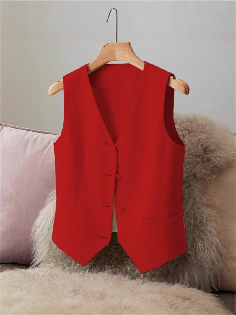 Women's Slim-Fit Suit Vest, Short Style, Suitable for Petite Women, Fashionable and Elegant for Commuting