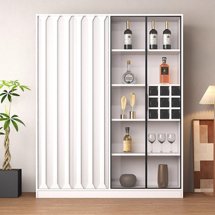 Solid Wood Wine Cabinet Living Room Wall Storage Cabinet Modern Simple Glass Door Display Cabinet 2024 New Style