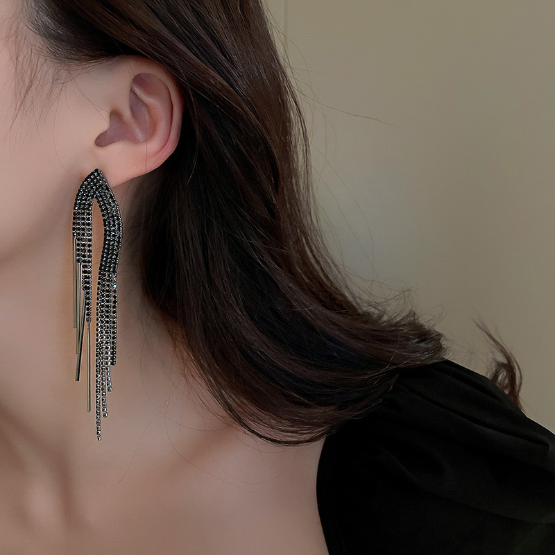 Fashion Tassel Metal Inlay Rhinestones WomenS Drop Earrings 1 Pairpicture13