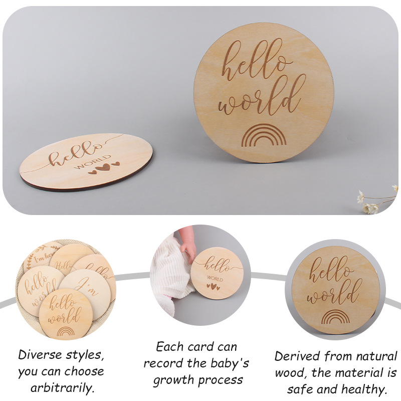 Patrón de madera infantil hito tarjeta artesanal mordedor recién nacido tiro apoyos accesorios recuerdo