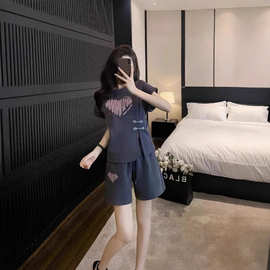 新中式短袖短裤套装女夏装时尚洋气减龄网红炸街运动休闲两件套女