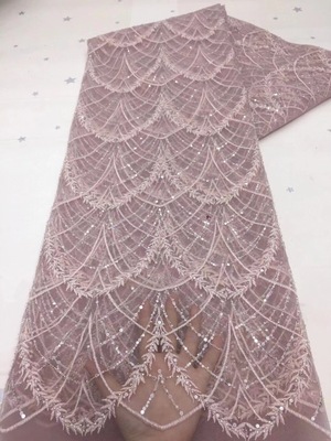 欧美粉红色连衣裙婚纱礼服窗帘小管珠水溶植物花型珠子亮片绣花布