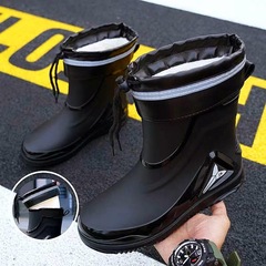 雨靴男性ファッション束口低筒雨靴屋外保温雨靴防水作業キッチン滑り止め釣り男ゴム靴