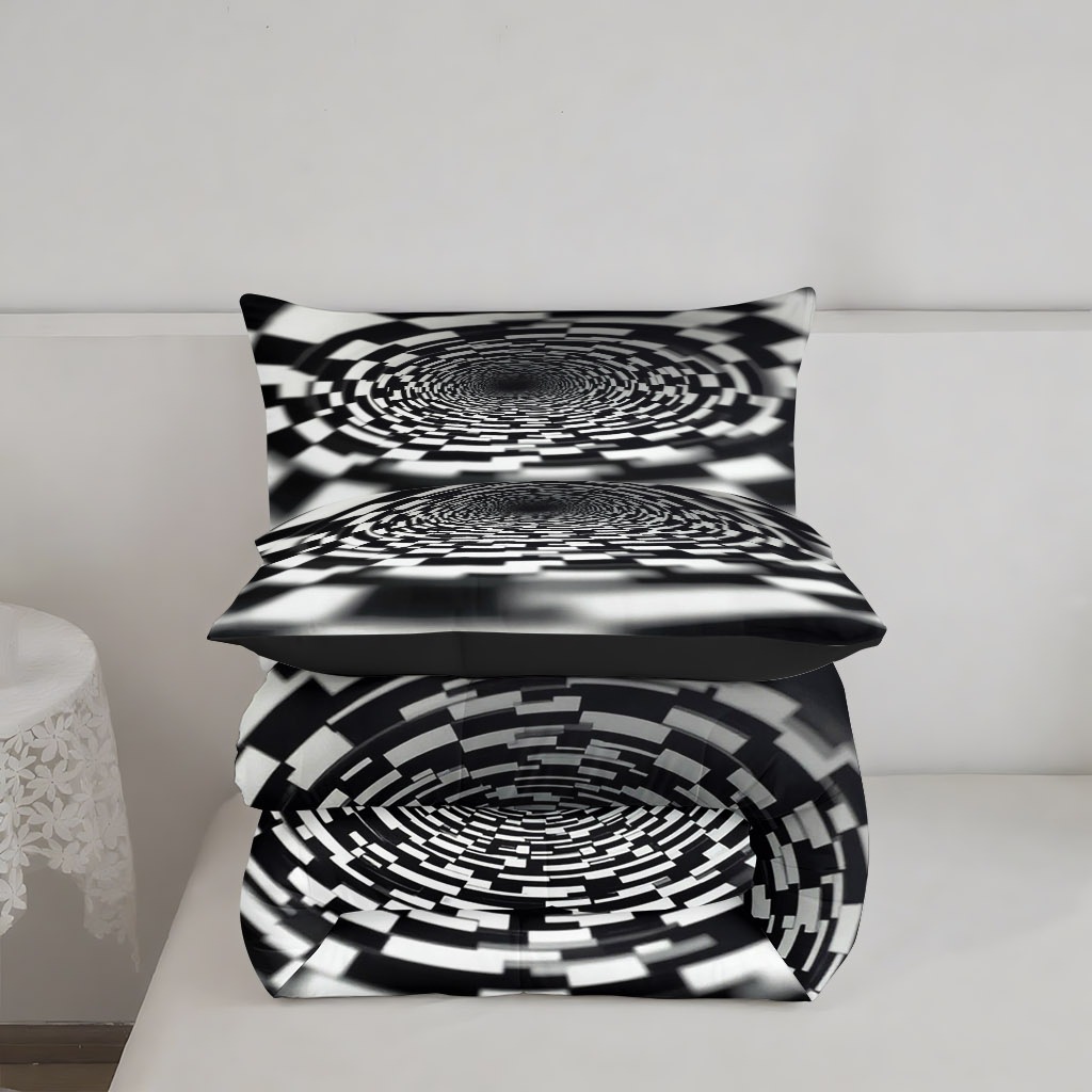 TEMU / JIT moderno abstracto perilla arte 3D impresión digital 180gms conjunto de edredón para diseñar se puede ajustar