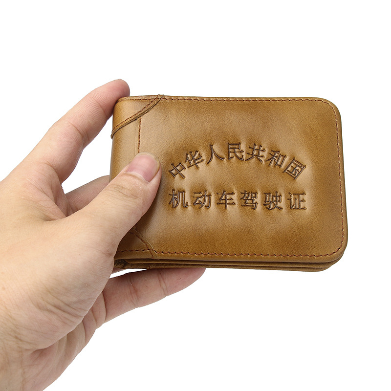 Bìa da đựng giấy phép lái xe nam da bò thật cao cấp — đen