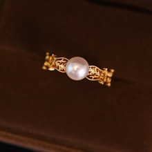 《仲夏藤蔓》日系镶嵌防珍珠可调节戒指女ins高级感小众个性复古