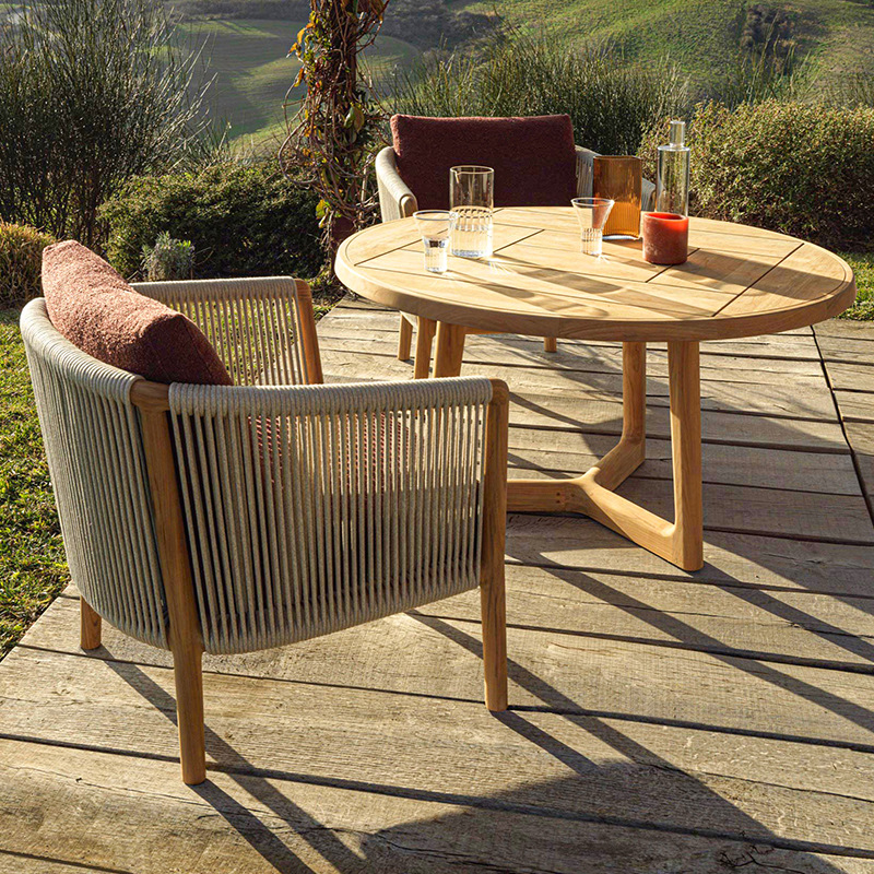 Sofá de madera maciza al aire libre patio jardín hotel villa ocio anticorrosión teca al aire libre muebles impermeables a prueba de sol image 4