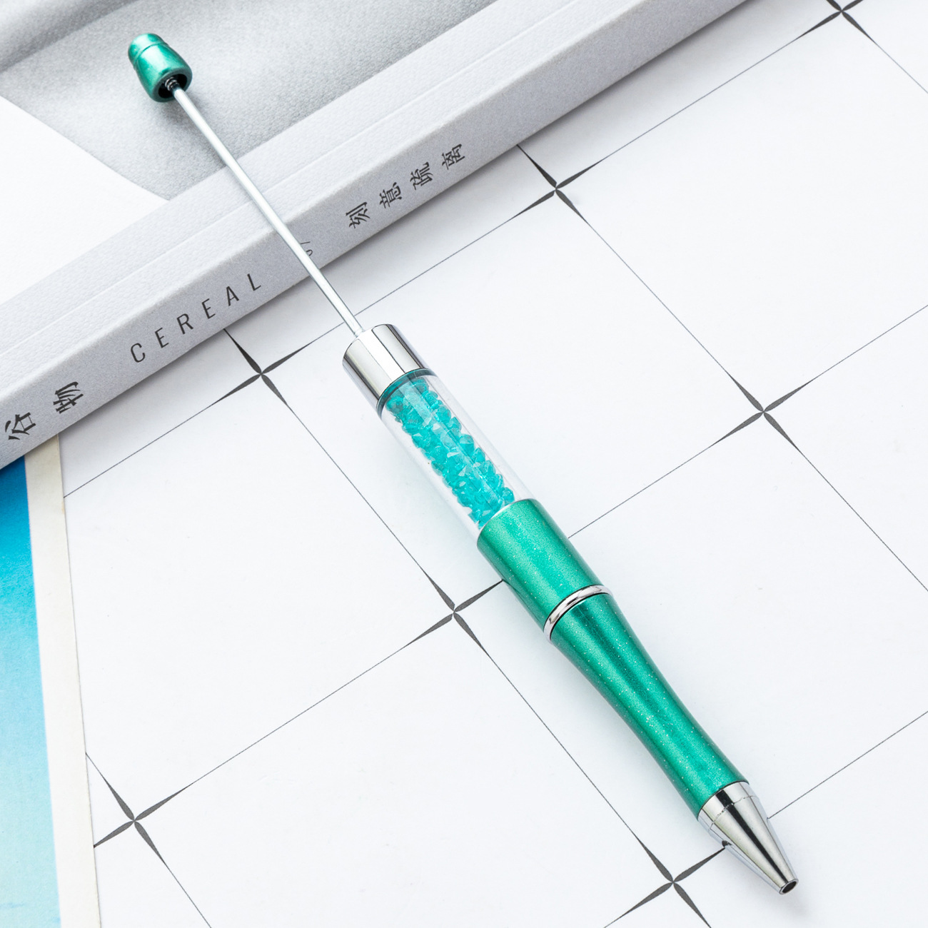 Bolígrafo con cuentas de cristal de bricolaje bolígrafo con cuentas de plástico giratorio multicolor bolígrafo de regalo publicitario creativo al por mayor