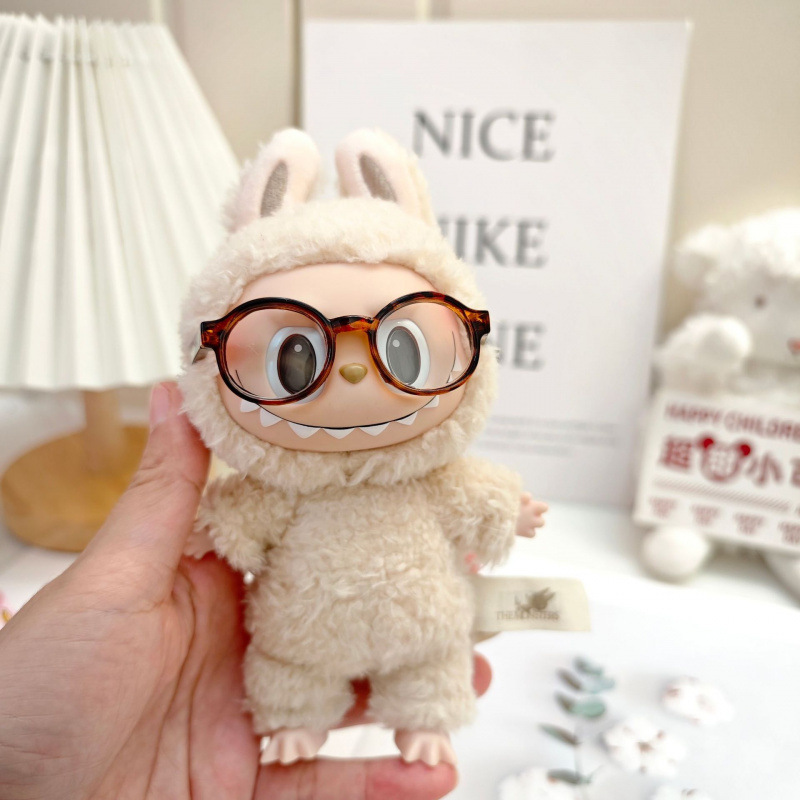 17 センチメートルビニールぬいぐるみマカロンラブブ LABUBU ベビー服ピンクガーゼスカートヘアアクセサリー着替え|undefined