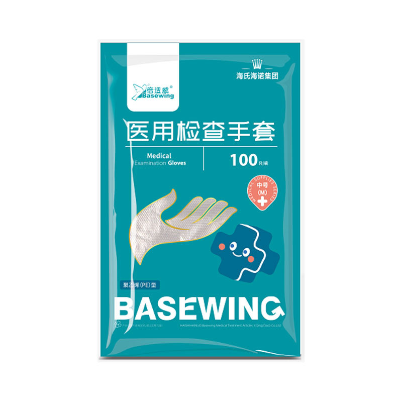베이스웨이 건강검진장갑-PE(M) 0.8g 100개/봉지-1봉지