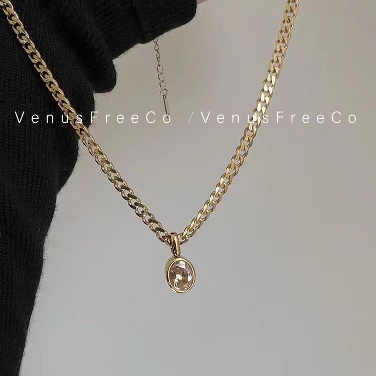 2023 New Twilight White Diamond thick chain round diamond necklace autumn and winter clavicle chain niche temperament simple sweater 2023 New Twilight White Diamond thick chain round diamond necklace autumn and winter clavicle chain niche temperament simple sweater