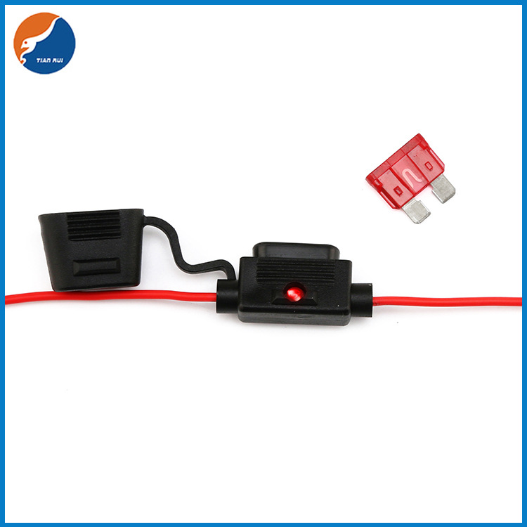 中型插片带灯保险丝座汽车引线保险丝盒插片保险座