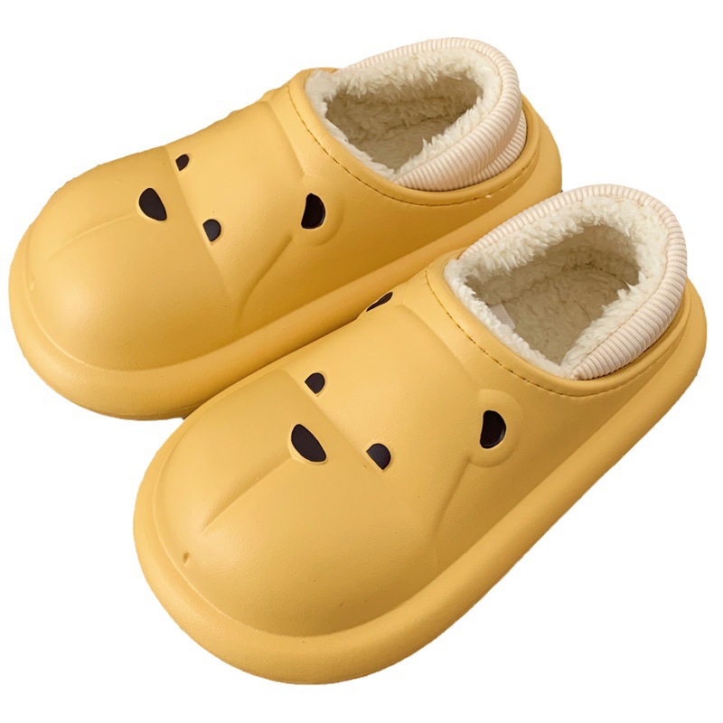 Zapatillas de algodón impermeables para mujeres invierno hogar interior cálido felpa de suela gruesa antideslizante al aire libre zapatos acolchados de algodón para hombres