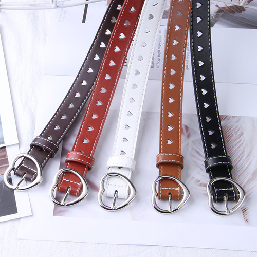 Hollowed-out belt, women's love buckle, simple all-matching trendy personality, Internet celebrity, same jeans, belt, women's ins style