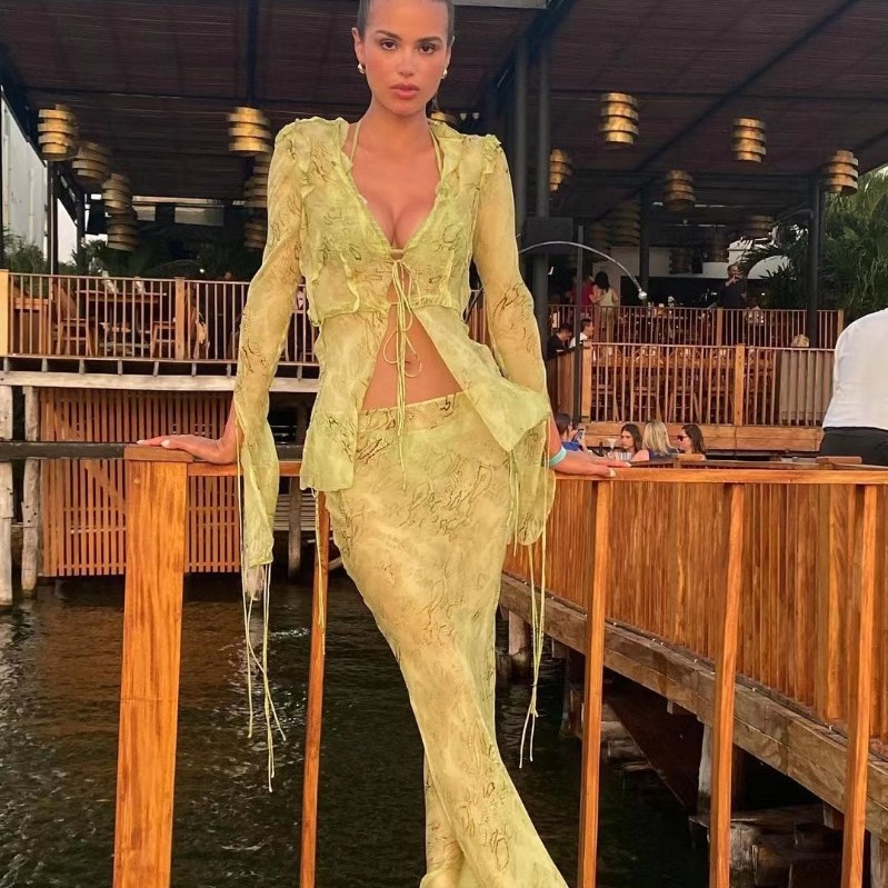 Verano 2023 Amazon perspectiva transfronteriza falda impresa europea y americana venta al por mayor falda de vacaciones entrega de una sola pieza Nuevo producto