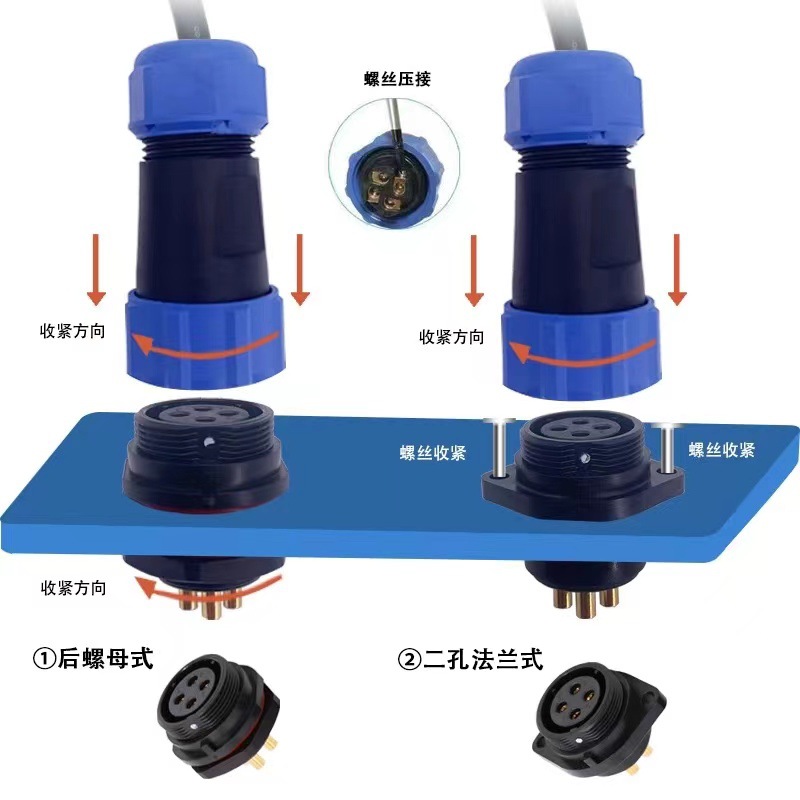 Conector a prueba de agua IP68 conector circular macho y hembra conector rápido