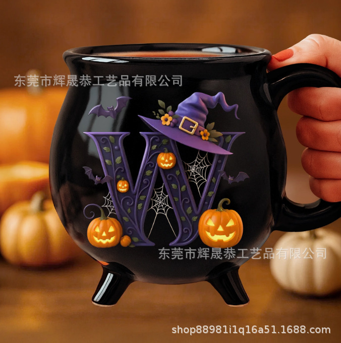 跨境新款Ceramic Cauldron Coffee Mug陶瓷大锅咖啡杯12oz|undefined