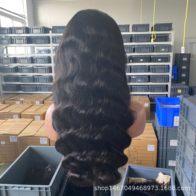 Real human hair silk glueless head cover body wave foreign trade lace wig glueless human hair wig