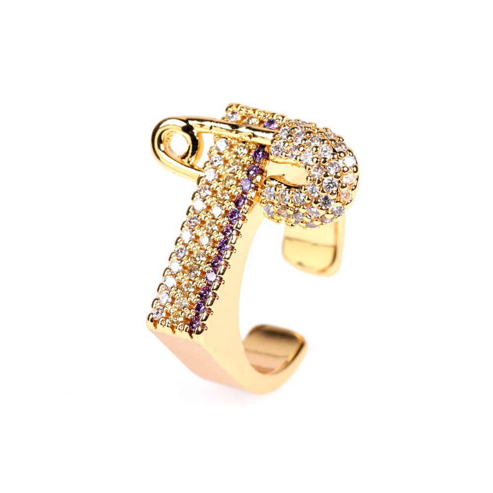 New Diamond Three-color Pin Fashion Open Ring display picture 3