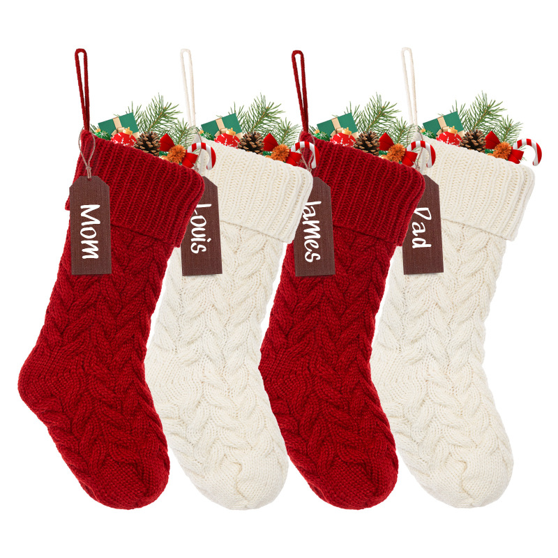 Etsy 刺繍入りニットクリスマスソックス、タグ付き、クリスマスデコレーション、キャンディギフトバッグ、Amazon越境|undefined