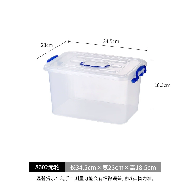 Transparent plastic storage box with lid and handles, stackable, multiple extra‑large sizes (cm)