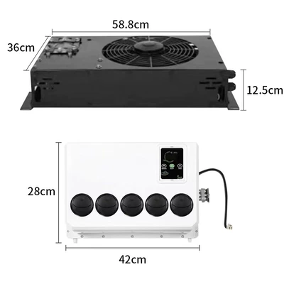 Truck, Rv, and Construction Machinery Universal Vehicle-Mounted Split-Type Parking Air Conditioner, New Model 12V/24V Single Cooling Air Conditioner (Automotive air conditioning) - 24v-slim-outdoor-unit-universal-fit-with-vertical-indoor-unit