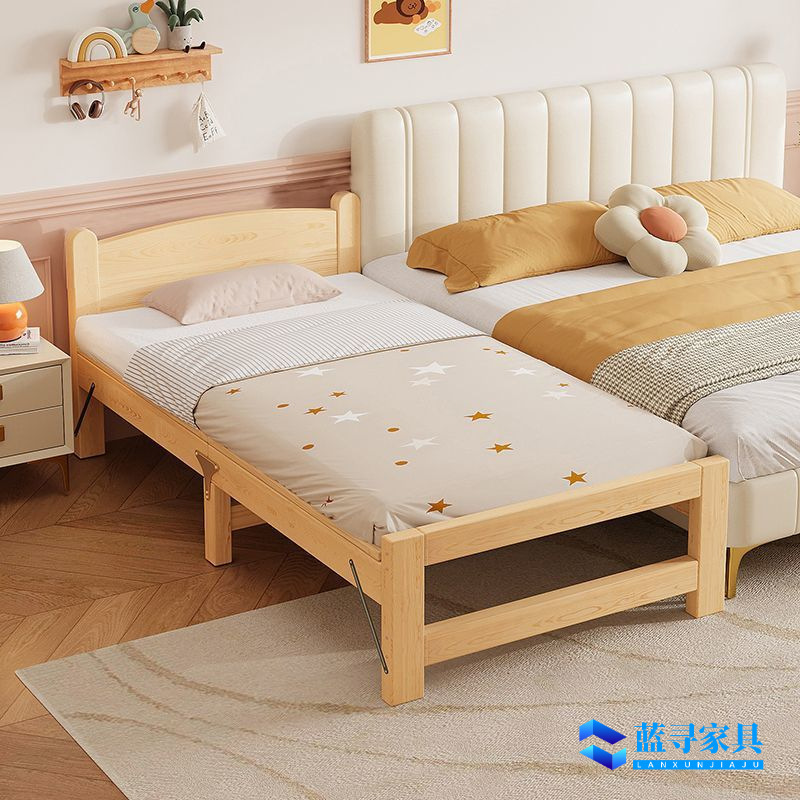 Solid Wood Folding Bed for Home Use, Children's Splicing Bed, Baby Crib, Single Bed, Double Bed, Office Rental Room Nap Bed