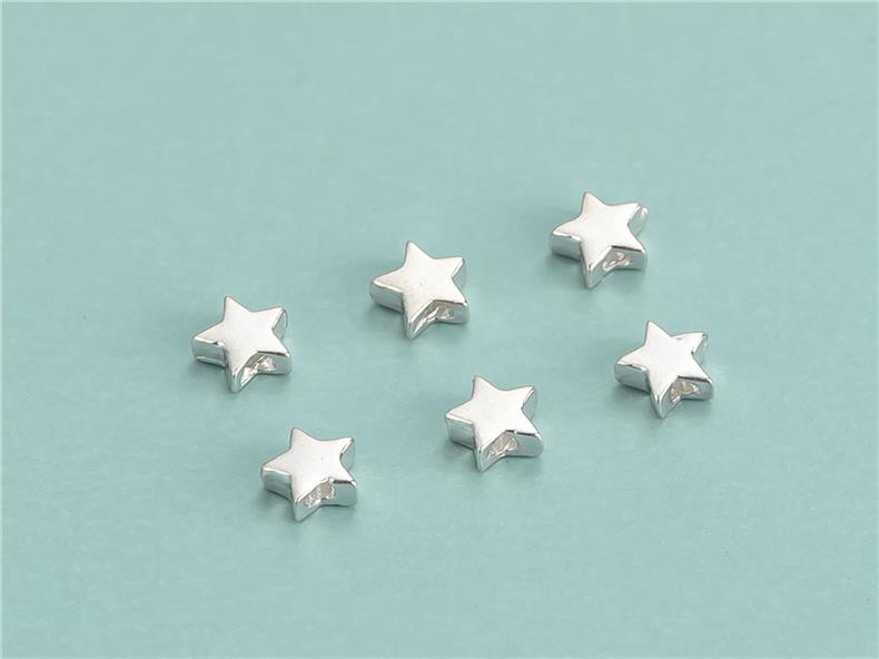 S925 Sterling Silver Plain Silver Bead Accessories Mini Star Beads DIY Beaded Rope Bracelet Jewelry Material Bag