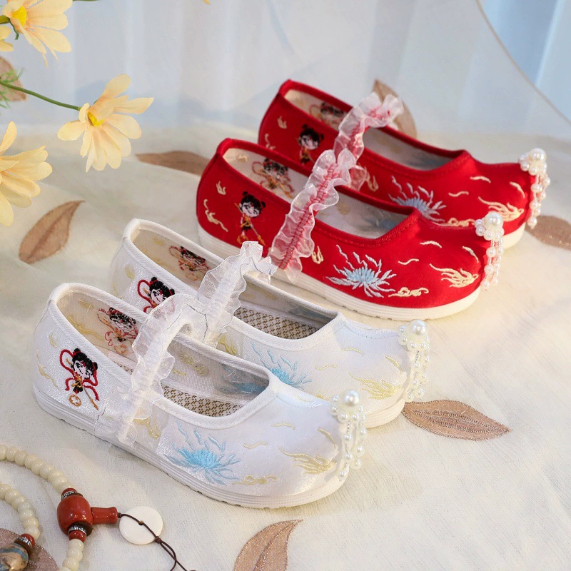 (Нежа) вышитая обувь для девочек детская обувь Hanfu Пекинская детская одежда ручной работы