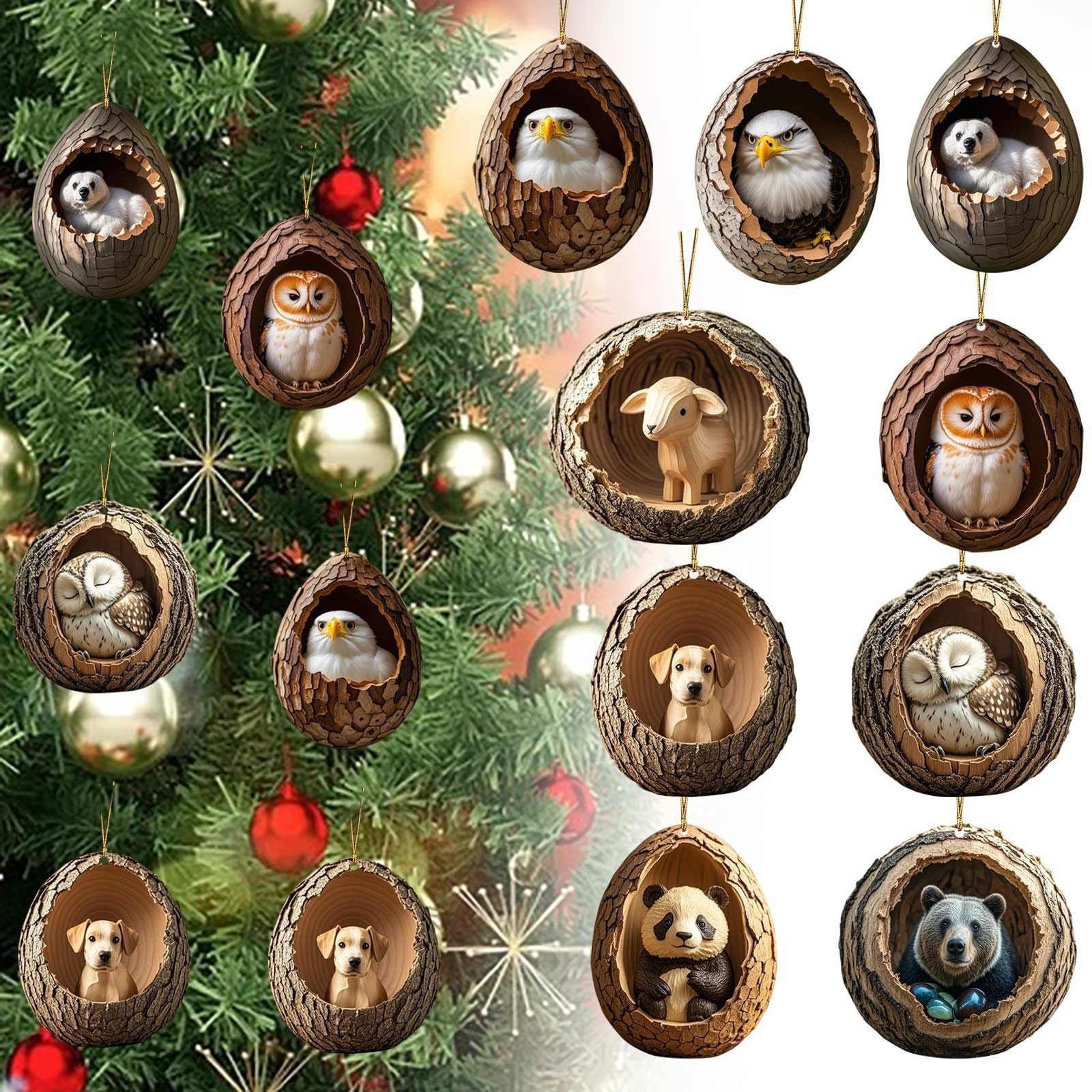 Nuevos búhos transfronterizos perros decoraciones de Navidad colgantes de árbol de Navidad colgantes de impresión plana 2D acrílico