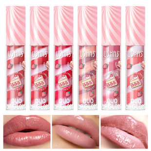 Ushas Amazon's Popular Cross-Border Two-Color Cake Moisturizing Lip Glaze Non-Fading Lipstick Lip Glaze