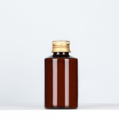 Travel refill bottle, aluminum cap bottle, portable brown sloping shoulder plastic bottle, small mouth bottle, reagent bottle, liquid bottle, empty bottle