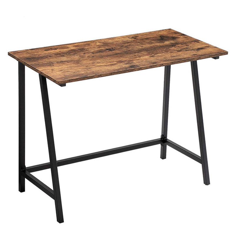 Nordic-Style Home Computer Desk with Iron Frame and Wooden Board, Simple Modern Laptop Desk, Light Luxury Office Desk with Storage Shelf