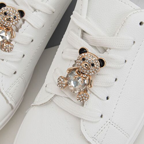 1-piece zinc alloy handmade diamond-inlaid heart-shaped little bear DIY accessory shoe laces accessories casual shoes/Martin boots lace buckle