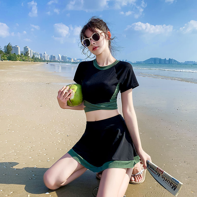 Trajes de baño de dos piezas para mujeres, cubrir la carne, cubrir el estómago, aguas termales conservadoras, estudiantes de secundaria superior, niñas, niños