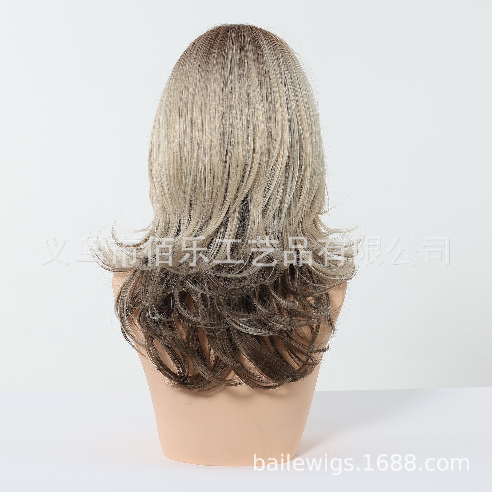 Peluca transfronteriza, flequillo roto, marrón claro, degradado, cabello largo y rizado, cubierta de cabeza completa, fibra química, hair femenino, lugar europeo y americano image 5
