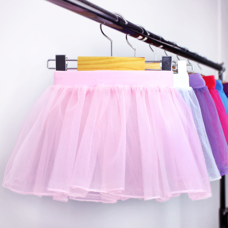 Directo de fábrica de los niños de la danza falda de media longitud de tres capas falda de malla de ballet mullido falda elástica falda de hilo princesa todo partido