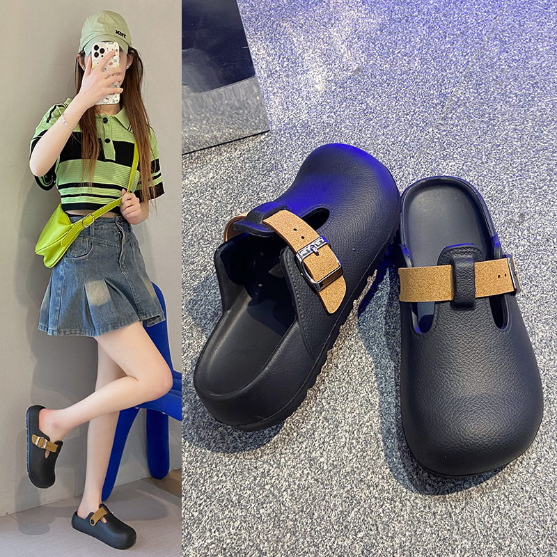 Damas de verano zapatos perezosos EVA ligero Bocken zapatillas de suela gruesa nuevas zapatillas de pesca Bocken media sandalias