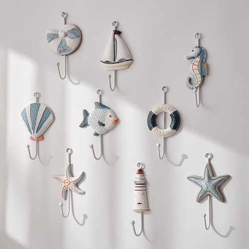 Mediterranean style hooks for coats and hats, wrought iron hooks, wall hanging racks, door hanging coat hooks, wall home decorations