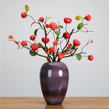 仿真树花果植物景观粗枝带叶5头柿子干枝侘寂风创意造型艺术摆件