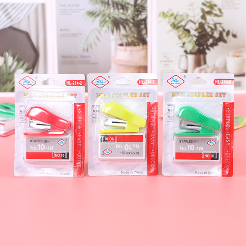 Mini stapler set, student office stationery supplies, small size 10 stapler, holiday gift for primary school students