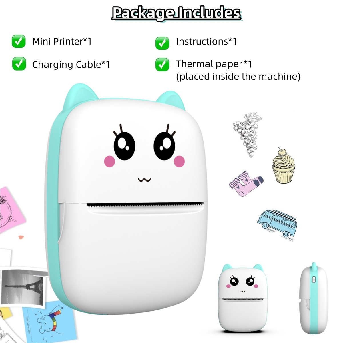 X1 파란색-영어 버전 [감열 인쇄 용지 1롤과 함께 제공]