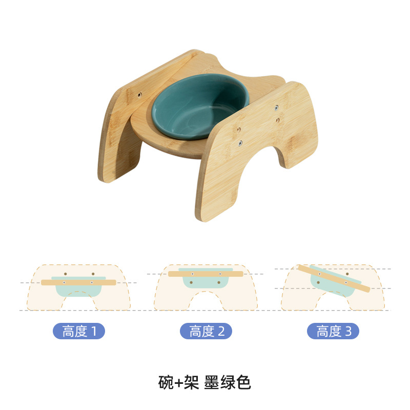 Cuenco de gato de cerámica cuenco de perro doble cuenco oblicuo protección de la boca vértebra cervical cuenco de comida para gatos antidetonante para mascotas al por mayor