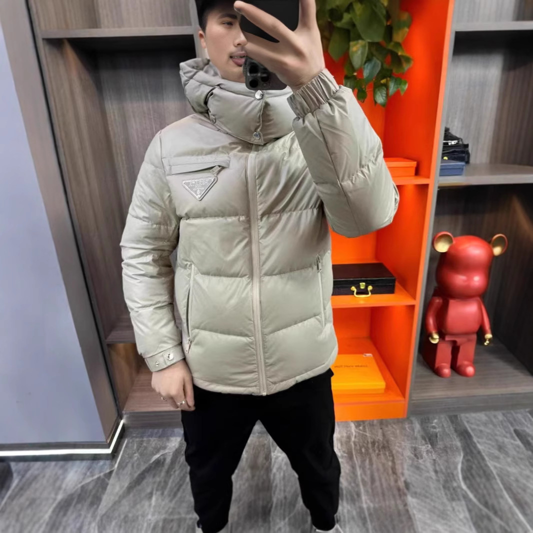 High-End Classic down Jacket Trendy Brand Triangle Logo Winter New Hooded Men's Korean Style Warm Jacket 2024 Thickeneded