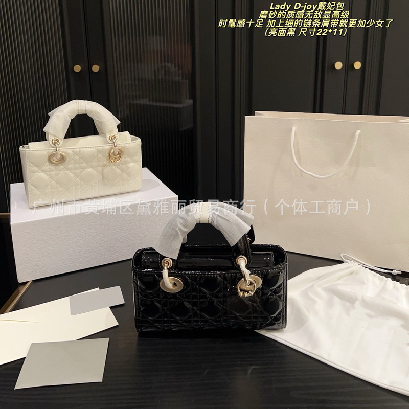 2025新款D-joy真皮手提包横版菱格戴妃包时尚洋气单肩斜跨手提包|undefined