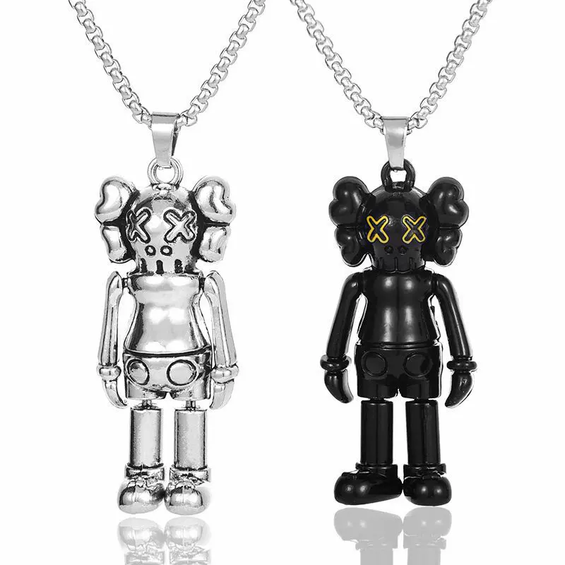 ins风潮牌芝麻街kaws 可活动公仔吊坠男嘻哈项链个性情侣毛衣链女