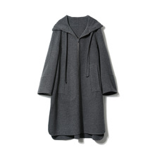 2024秋冬慵懒毛呢大衣高级感长款宽松双面呢连帽外套女学院风大衣